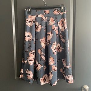 Dark Blue and pink floral a line skirt, Haute Mode